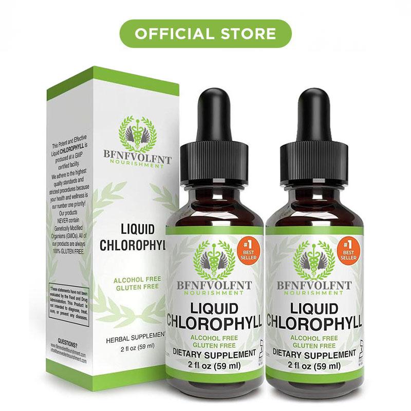 Liquid Chlorophyll Drops 1-4 Bottles Set (4-12 Month Supply) Healthcare Supplement - Natural Body Deodorant and Detox - Gut Support Healthcare Liver [BFNFVOLFNT] Edible Dietary